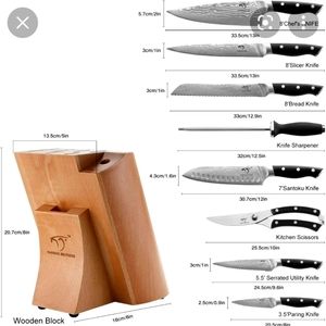 Nanfang Brothers 9pc Damascus knife set